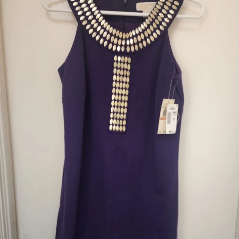 NWT MICHAEL Michael Kors Purple Studded Sleeveless Mini Dress Women's Size 2